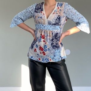 y2k Express blue floral top